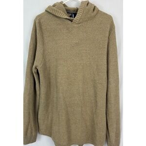 Commerce Textured Hoodie Mens L Beige Excellent Camel Heather Waffle Knit Preppy